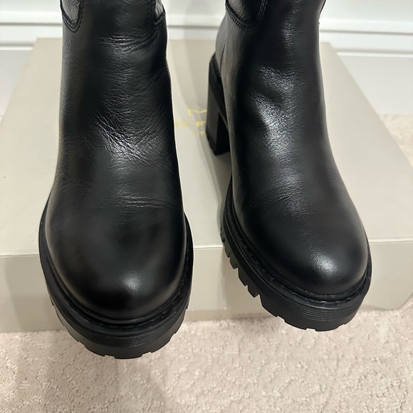 Marc Fisher Black and Cream Winter Rain Boots - Picture 2 of 9